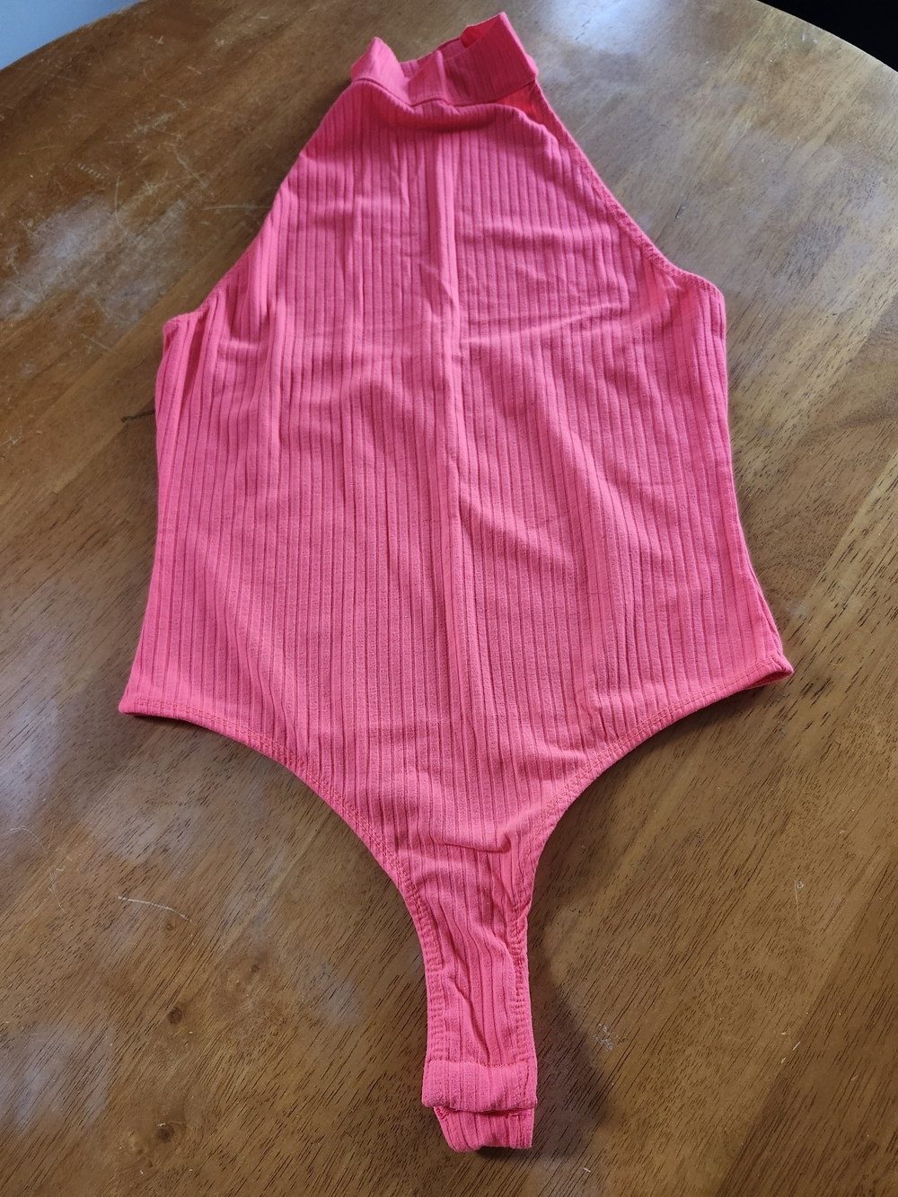 Urban Heritage Ribbed Halter One-Piece Bodysuit - Hot Pink